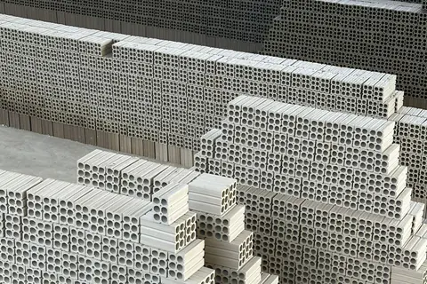 Pátio com estoque de tijolo da Cerâmica Natália